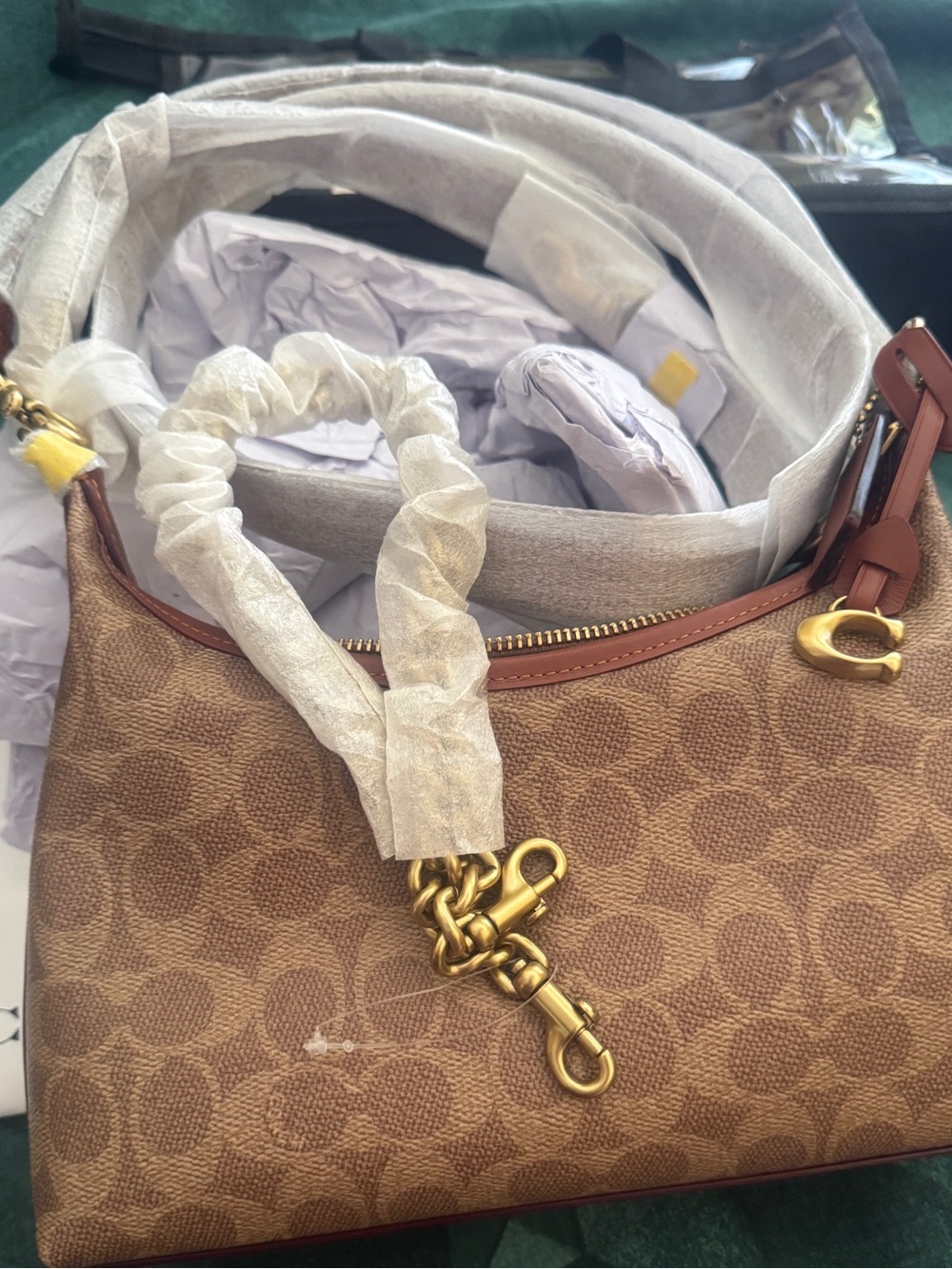Brand New Coach Juliet 25 Signature Canvas Shoulder Bag with Gold Hardware
